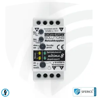 Netzfreischalter Ultima 8 | für Standbygeräte wie z.B. Rolladensteuerungen | inklusive Prüf-LED, Netzfilter x25 und Grundlastwiderstand 8 Netzabkoppler Ultima 8 | für Standbygeräte wie z.B. Rolladensteuerungen | inklusive Prüf-LED, Netzfilter x25 und Grundlastwiderstand