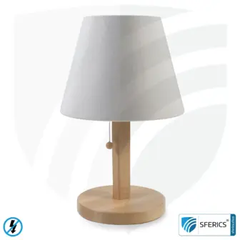 Geschirmte Tischleuchte aus Buchenholz | konische Form | Lampenschirm NATUR | aus Chintz, einem Baumwollgewebe in Leinenbindung | E27 Fassung 1 Geschirmte Tischlampe aus Buchenholz | Lampenschirm NATUR | aus Chintz, einem Baumwollgewebe in Leinenbindung | E27 Fassung