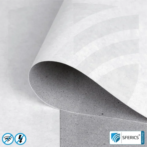 Produktmuster Materialien zur Abschirmung | bis zu 3 Materialmuster kostenlos 7 Premium Abschirmtapete ECO P120 | Untertapete | HF Schirmdämpfung gegen Elektrosmog bis zu 120 dB | 53 cm Breite. Sehr wirkungsvoll gegen 5G!