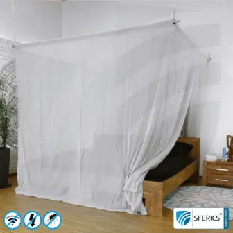 TESTEN! Abschirmender Baldachin Elektrosmog PRO für 14 Tage risikofrei mieten | Wähle aus 3 alles inklusive Set's | Abschirmung EMF bis 99,99 % (42 dB) | Erdbar NF | Wirkungsvoll gegen 5G! 13 Abschirmender Baldachin Elektrosmog PRO light | Doppelbett | EMF Abschirmung bis 99,99 % (42 dB). Erdbar. Wirkungsvoll gegen 5G!