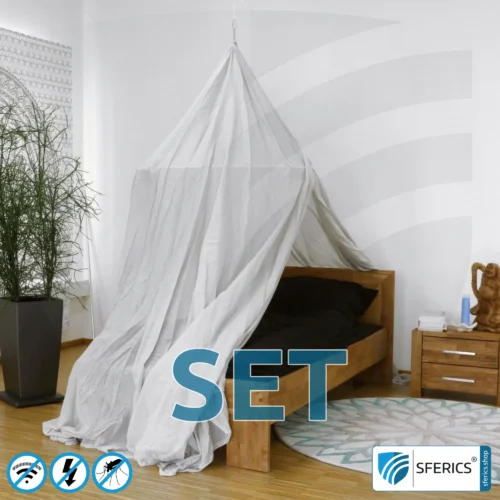 Abschirmender Baldachin Elektrosmog PRO im Set | EINZELBETT PYRAMIDE | Abschirmung EMF bis 99,99 % (42 dB) | Erdbar NF | SFERICS® invest4life Programm | Wirkungsvoll gegen 5G! 6 Abschirmender Baldachin Elektrosmog PRO light im Set | EINZELBETT PYRAMIDE | Abschirmung Funk bis 99,99 % (42 dB). Erdbar. Wirkungsvoll gegen 5G!