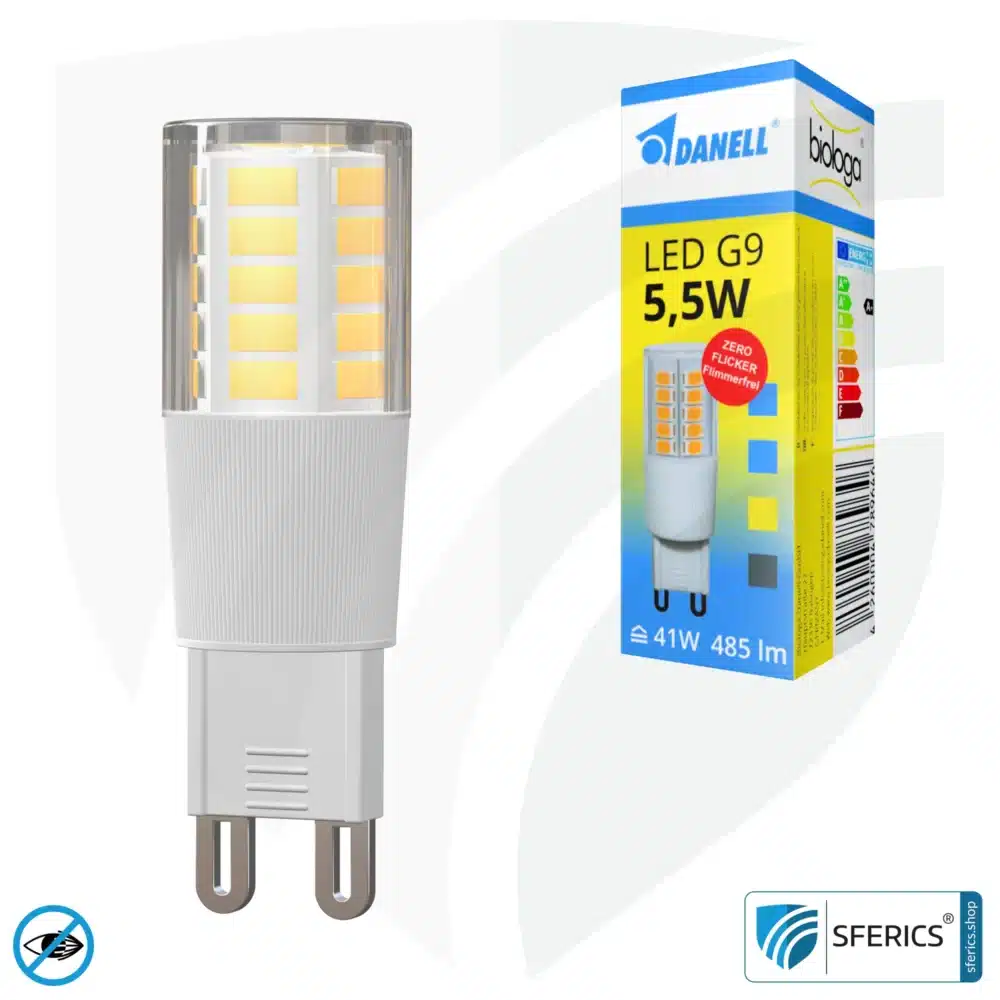 5,5 Watt LED G9 | Hell wie 41 Watt, 485 Lumen | CRI 95 | flimmerfrei | warmweiß | Alternative zu Hochvolt Halogen G9