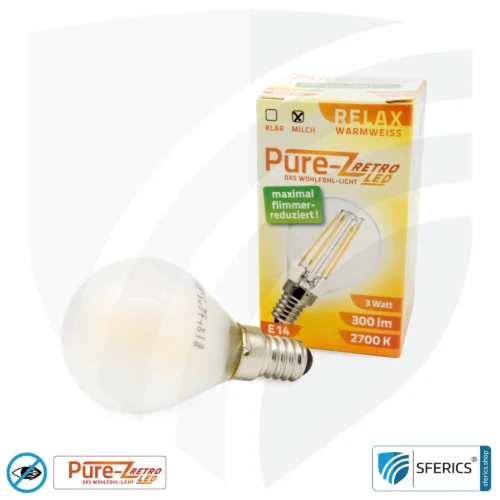 3 Watt LED Filament Pure-Z Retro | Hell wie 30 Watt, 300 Lumen | CRI >90 | flimmerfrei | warmweiß | E14 13 3 Watt LED Filament Pure-Z Retro | Hell wie 30 Watt, 300 Lumen | CRI über 90 | flimmerfrei | warmweiß | E14