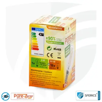 3 Watt LED Filament Pure-Z Retro | Hell wie 30 Watt, 300 Lumen | CRI >90 | flimmerfrei | warmweiß | E14 12 3 Watt LED Filament Pure-Z Retro | Hell wie 30 Watt, 300 Lumen | CRI über 90 | flimmerfrei | warmweiß | E14