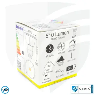 6,5 Watt LED Spot Vollspektrum 3step | Dimmbar mit LED Dimmer | Hell wie 35 Watt, 510 Lumen | CRI über 93 | flimmerfrei | Tageslicht | GU10 | Business Qualität