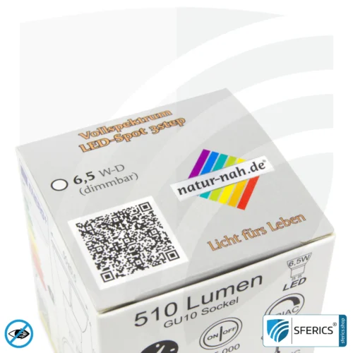 6,5 Watt LED Spot Vollspektrum 3step | Dimmbar mit LED Dimmer | Hell wie 35 Watt, 510 Lumen | CRI >93 | flimmerfrei | Tageslicht | GU10 | Business Qualität 19 6,5 Watt LED Spot Vollspektrum 3step | Dimmbar mit LED Dimmer | Hell wie 35 Watt, 510 Lumen | CRI über 93 | flimmerfrei | Tageslicht | GU10 | Business Qualität