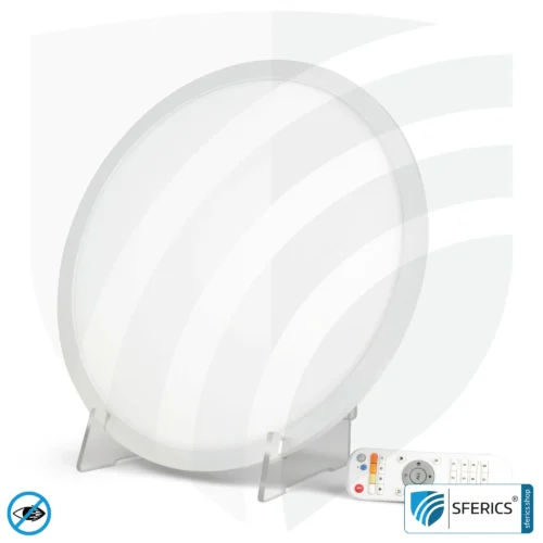 LED Wohlfühl Tageslichtlampe LENA 400 | vitalisierende Lichtdusche + Lichttherapie bei Lichtmangel | Wirkungsvoll gegen Winterblues | Vollspektrum Tageslicht mit 10.000 Lux ab 33 cm Abstand | dimmbar | flimmerfrei | CRI >95 | stellend und hängend anwendbar 1 LED Wohlfühl Tageslichtlampe LENA 400 | vitalisierende Lichtdusche + Lichttherapie bei Lichtmangel | Vollspektrum Tageslicht mit 10.000 Lux ab 33 cm Abstand | dimmbar | flimmerfrei | CRI über 95 | stellend und hängend anwendbar