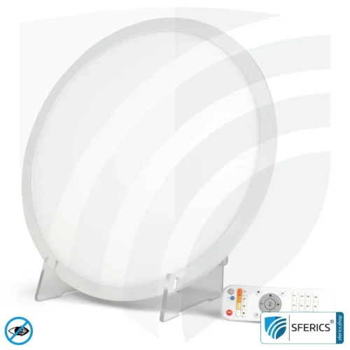 LED Wohlfühl Tageslichtlampe LENA 500 | vitalisierende Lichtdusche + Lichttherapie bei Lichtmangel | Wirkungsvoll gegen Winterblues | Vollspektrum Tageslicht mit 10.000 Lux ab 40 cm Abstand | dimmbar | flimmerfrei | CRI >95 | stellend und hängend anwendbar 1 LED Wohlfühl Tageslichtlampe LENA 500 | vitalisierende Lichtdusche + Lichttherapie bei Lichtmangel | Vollspektrum Tageslicht mit 10.000 Lux ab 40 cm Abstand | dimmbar | flimmerfrei | CRI über 95 | stellend und hängend anwendbar