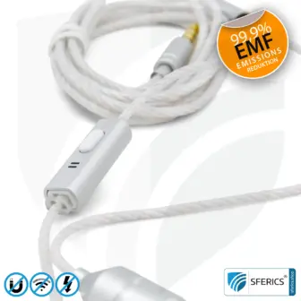 Strahlungsfreies SFERICS® ergonomisches In-Ear Stereo Kopfhörer | AirTube MINI mit Klinkenstecker | Elektrosmog reduzierender Kopfhörer mit Luftkabel Technologie und leistungstarkem Mikrofon | weiss-silber 13 Luftkabel In-Ear Stereo Headset mit Mikrofon | Air Tube MINI | strahlungsfreie Technologie ohne Elektrosmog | weiss-silber | mit Klinkenstecker