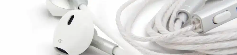 Luftkabel ergonomisch geformtes Stereo Headset mit Mikrofon | Air Tube MINI | strahlungsfreie Technologie ohne Elektrosmog | weiss-silber | mit Klinkenstecker