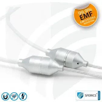 Strahlungsfreies SFERICS® ergonomisches In-Ear Stereo Kopfhörer | AirTube MINI mit Klinkenstecker | Elektrosmog reduzierender Kopfhörer mit Luftkabel Technologie und leistungstarkem Mikrofon | weiss-silber 12 Luftkabel In-Ear Stereo Headset mit Mikrofon | Air Tube MINI | strahlungsfreie Technologie ohne Elektrosmog | weiss-silber | mit Klinkenstecker