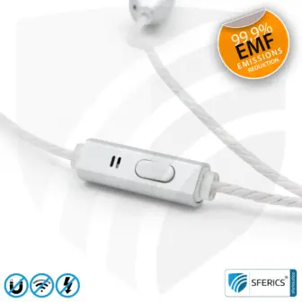 Strahlungsfreies SFERICS® In-Ear Stereo Headset | AirTube SMART mit Klinkenstecker | Elektrosmog reduzierender Kopfhörer mit Luftkabel Technologie und leistungstarkem Mikrofon | weiss-silber 20 Luftkabel In-Ear Stereo Headset mit Mikrofon | Variante SFERICS® SMART | Anti EMF Airtube Technologie ohne Elektrosmog | weiss-silber | Klinkenstecker