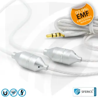 Strahlungsfreies SFERICS® In-Ear Stereo Headset | AirTube SMART mit Klinkenstecker | Elektrosmog reduzierender Kopfhörer mit Luftkabel Technologie und leistungstarkem Mikrofon | weiss-silber 19 Luftkabel In-Ear Stereo Headset mit Mikrofon | Variante SFERICS® SMART | Anti EMF Airtube Technologie ohne Elektrosmog | weiss-silber | Klinkenstecker