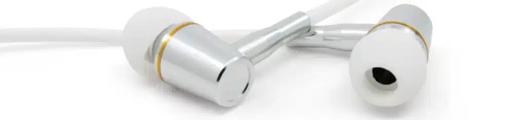 Luftkabel In-Ear Stereo Headset mit Mikrofon | Air Tube CLASSIC | strahlungsfreie Technologie ohne Elektrosmog | weiss-silber | mit Klinkenstecker