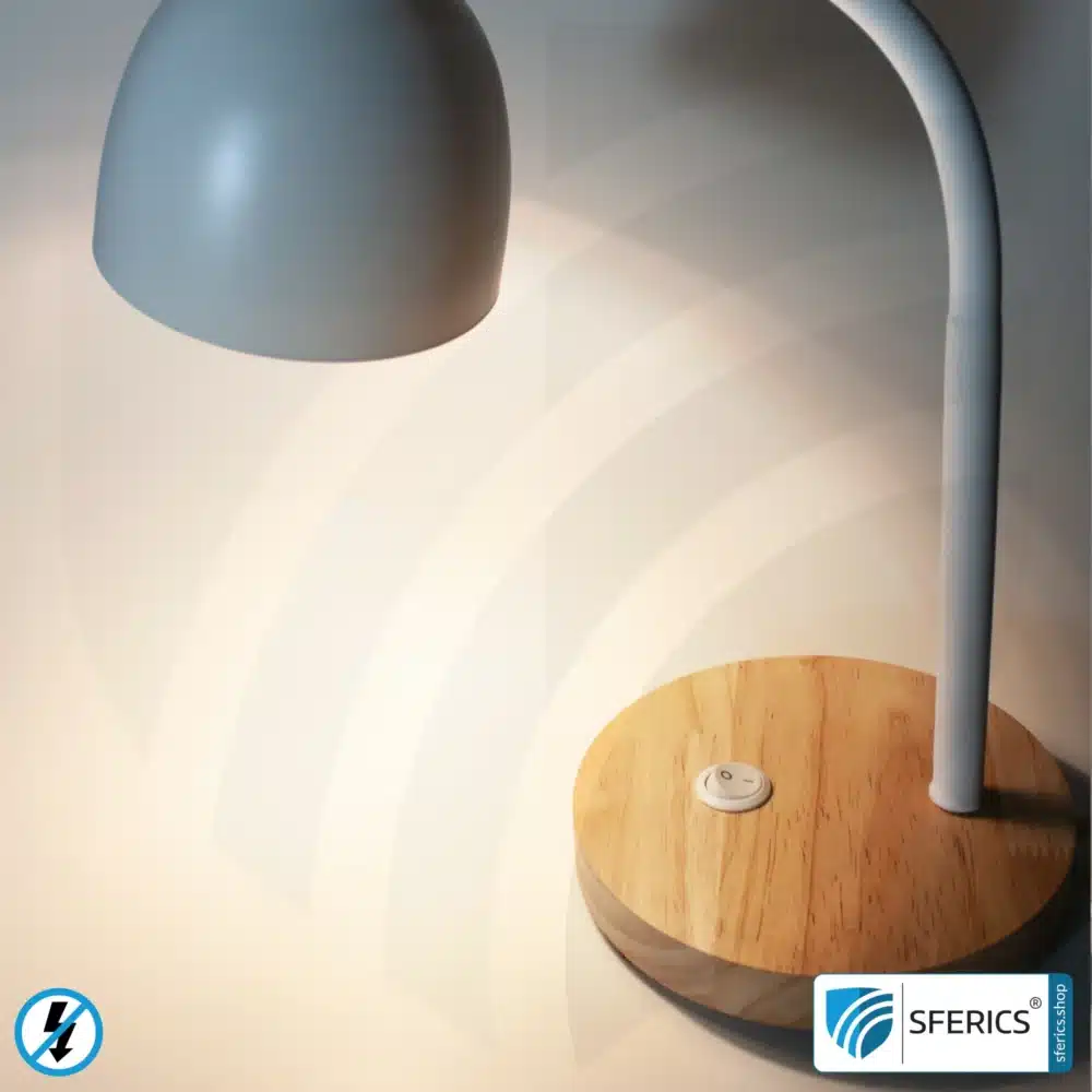 Geschirmte Tischleuchte BERLIN, pulverbeschichtet | Schwanenhals, in alle Richtungen drehbar | Holzfuß aus Bambus | G9 Fassung