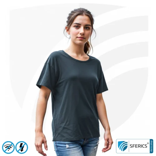 T-Shirt, abschirmend + schwarz | Schutz bis 40 dB vor HF Elektrosmog (Handy, WLAN, LTE) | strapazierfähig, aus Black-Jersey Abschirmstoff | 5G ready! 8 Abschirmendes T-Shirt | Schutz bis 40 dB vor HF Elektrosmog (Handy, WLAN, LTE) | strapazierfähig, aus Black-Jersey Abschirmstoff | 5G ready!