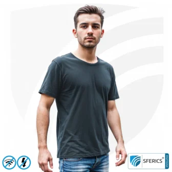 Shorts, abschirmend + schwarz | Schutz bis 40 dB vor HF Elektrosmog (Handy, WLAN, LTE) | strapazierfähig, aus Black-Jersey Abschirmstoff | 5G ready! 10 Abschirmendes T-Shirt | Schutz bis 40 dB vor HF Elektrosmog (Handy, WLAN, LTE) | strapazierfähig, aus Black-Jersey Abschirmstoff | 5G ready!