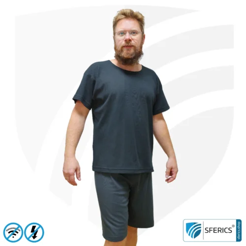 Shorts, abschirmend + schwarz | Schutz bis 40 dB vor HF Elektrosmog (Handy, WLAN, LTE) | strapazierfähig, aus Black-Jersey Abschirmstoff | 5G ready! 5 Abschirmendes T-Shirt | Schutz bis 40 dB vor HF Elektrosmog (Handy, WLAN, LTE) | strapazierfähig, aus Black-Jersey Abschirmstoff | 5G ready!