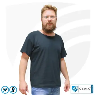 T-Shirt, abschirmend + schwarz | Schutz bis 40 dB vor HF Elektrosmog (Handy, WLAN, LTE) | strapazierfähig, aus Black-Jersey Abschirmstoff | 5G ready! 9 Abschirmendes T-Shirt | Schutz bis 40 dB vor HF Elektrosmog (Handy, WLAN, LTE) | strapazierfähig, aus Black-Jersey Abschirmstoff | 5G ready!