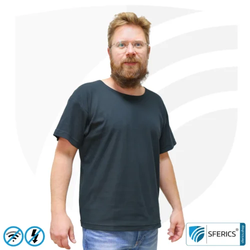 T-Shirt, abschirmend + schwarz | Schutz bis 40 dB vor HF Elektrosmog (Handy, WLAN, LTE) | strapazierfähig, aus Black-Jersey Abschirmstoff | 5G ready! 9 Abschirmendes T-Shirt | Schutz bis 40 dB vor HF Elektrosmog (Handy, WLAN, LTE) | strapazierfähig, aus Black-Jersey Abschirmstoff | 5G ready!