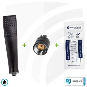 Handdusche UPGRADE DELUXE SET 10 Legio | ET10L Wasserspar Adapter + Design Duschkopf - Handbrause | ecoturbino® 14 Handdusche UPGRADE DELUXE SET 10 Legio | ET10L Wasserspar Adapter + Design Duschkopf - Handbrause | ecoturbino® schwarz