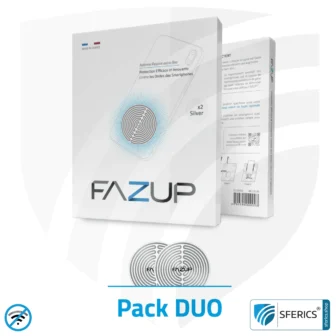 FAZUP Antennen Patch | SILBER | 2er Set DUO mit Preisvorteil | Innovative Technologie gegen Elektrosmog | Schützt vor unnötig hoher Bestrahlung durch's eigene Mobiltelefon