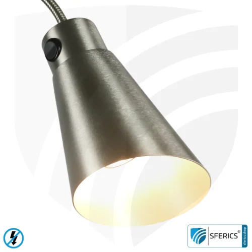 Geschirmte Stehleuchte AMSTERDAM | silber | modernes Design mit stylischen Elementen aus gebürstetem Stahl + Aluminium | Schlauchgelenke, in alle Richtungen drehbar | G9 Fassung 10 Geschirmte Stehleuchte AMSTERDAM | silber | modernes Design mit stylischen Elementen aus gebürstetem Stahl + Aluminium | Schlauchgelenke, in alle Richtungen drehbar | G9 Fassung