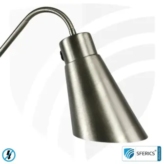 Geschirmte Stehleuchte AMSTERDAM | silber | modernes Design mit stylischen Elementen aus gebürstetem Stahl + Aluminium | Schlauchgelenke, in alle Richtungen drehbar | G9 Fassung 9 Geschirmte Stehleuchte AMSTERDAM | silber | modernes Design mit stylischen Elementen aus gebürstetem Stahl + Aluminium | Schlauchgelenke, in alle Richtungen drehbar | G9 Fassung