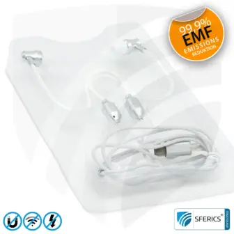 Strahlungsfreies SFERICS® In-Ear Stereo Headset | AirTube SMART mit USB C Stecker | Elektrosmog reduzierender Kopfhörer mit Luftkabel Technologie und leistungstarkem Mikrofon | weiss-silber 27 Luftkabel In-Ear Stereo Headset mit Mikrofon | AirTube SMART | strahlungsfreie Technologie ohne Elektrosmog | weiss-silber | mit USB C Stecker für moderne Endgeräte