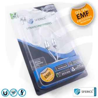Strahlungsfreies SFERICS® In-Ear Stereo Headset | AirTube SMART mit USB C Stecker | Elektrosmog reduzierender Kopfhörer mit Luftkabel Technologie und leistungstarkem Mikrofon | weiss-silber 19 Luftkabel In-Ear Stereo Headset mit Mikrofon | AirTube SMART | strahlungsfreie Technologie ohne Elektrosmog | weiss-silber | mit USB C Stecker für moderne Endgeräte