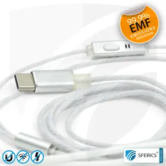 Strahlungsfreies SFERICS® In-Ear Stereo Headset | AirTube SMART mit USB C Stecker | Elektrosmog reduzierender Kopfhörer mit Luftkabel Technologie und leistungstarkem Mikrofon | weiss-silber 21 Luftkabel In-Ear Stereo Headset mit Mikrofon | AirTube SMART | strahlungsfreie Technologie ohne Elektrosmog | weiss-silber | mit USB C Stecker für moderne Endgeräte