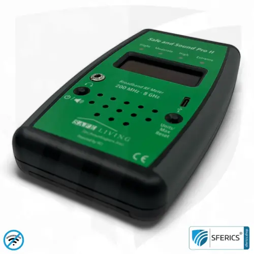 SAFE AND SOUND PRO 2 Elektrosmog Detektor | Einzigartiger Messbereich bis 3.180.000 µW/m² | Semiprofi Breitband HF Messgerät für Einsteiger | Erkennung von EMF Funkstrahlung bis 8 GHz, inklusive 5G! | Modell 2025