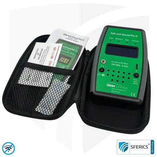 SAFE AND SOUND PRO 2 Elektrosmog Detektor | Einzigartiger Messbereich bis 3.180.000 µW/m² | Semiprofi Breitband HF Messgerät für Einsteiger | Erkennung von EMF Funkstrahlung bis 8 GHz, inklusive 5G! | Modell 2025