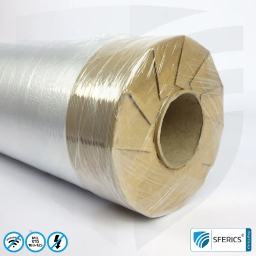 A300 HEMP Abschirmvlies | Abschirmung nach Militärstandard MIL-STD-188-125 | HF Schirmdämpfung bis 123 dB | hoch effektiv gegen Funkstrahlung + elektromagnetische Impulse. 90 cm Breite. 7 A300 HEMP | Abschirmung nach Militärstandard MIL-STD-188-125 | doppelt kaschiertes Vlies für redundante High-End Abschirmung EMF | HF Schirmdämpfung bis 123 dB | hoch effektiv gegen Funkstahlung + elektromagnetische Impulse. 90 cm Breite.