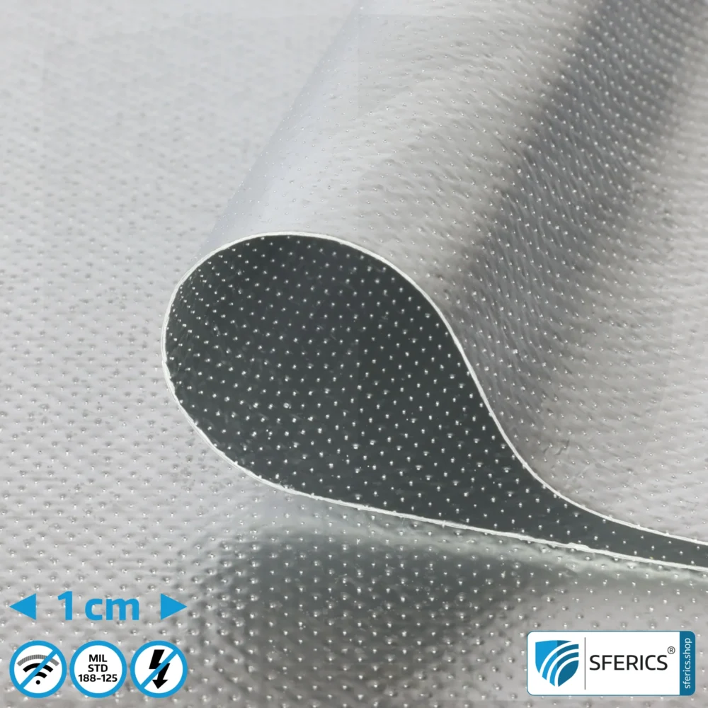 A300 HEMP | Abschirmung nach Militärstandard MIL-STD-188-125 | doppelt kaschiertes Vlies für redundante High-End Abschirmung EMF | HF Schirmdämpfung bis 123 dB | hoch effektiv gegen Funkstahlung + elektromagnetische Impulse. 90 cm Breite.