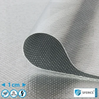 Produktmuster Materialien zur Abschirmung | bis zu 3 Materialmuster kostenlos 28 A300 HEMP | Abschirmung nach Militärstandard MIL-STD-188-125 | doppelt kaschiertes Vlies für redundante High-End Abschirmung EMF | HF Schirmdämpfung bis 123 dB | hoch effektiv gegen Funkstahlung + elektromagnetische Impulse. 90 cm Breite.