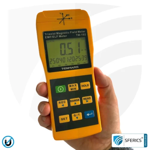 TENMARS TM-192 | Magnetfeld Messgerät | Dreiachsensensor (X/Y/Z), Frequenzbereich 30 - 2000 Hz, Anzeige in mG oder µT 11 TENMARS TM-192 | Magnetfeld Messgerät| Dreiachsensensor (X/Y/Z), Frequenzbereich 30 - 2000 Hz, Anzeige im mG oder µT.
