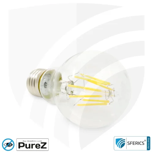 6,4 Watt LED Filament Pure-Z NEO | Hell wie 55 Watt, 650 Lumen | CRI 97 | flimmerfrei | warmweiß | E27 14 6,4 Watt LED Filament Pure-Z NEO | Hell wie 55 Watt, 650 Lumen | CRI 97 | flimmerfrei | warmweiß | E27 | klar