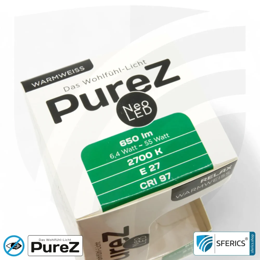 6,4 Watt LED Filament Pure-Z NEO | Hell wie 55 Watt, 650 Lumen | CRI 97 | flimmerfrei | warmweiß | E27 | matt