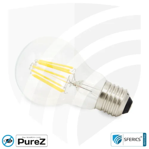 8,2 Watt LED Filament Pure-Z NEO | Hell wie 66 Watt, 830 Lumen | CRI 97 | flimmerfrei | warmweiß | E27 2 8,2 Watt LED Filament Pure-Z NEO | Hell wie 66 Watt, 830 Lumen | CRI 97 | flimmerfrei | warmweiß | E27 | klar