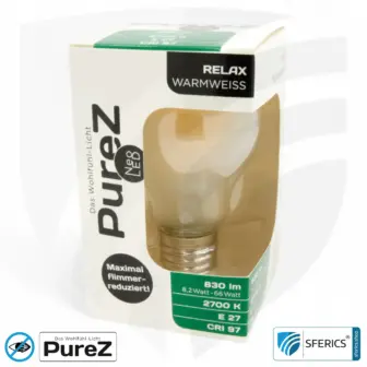 8,2 Watt LED Filament Pure-Z NEO | Hell wie 66 Watt, 830 Lumen | CRI 97 | flimmerfrei | warmweiß | E27 13 8,2 Watt LED Filament Pure-Z NEO | Hell wie 66 Watt, 830 Lumen | CRI 97 | flimmerfrei | warmweiß | E27 | matt