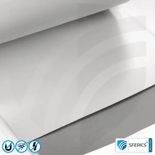 Magnetfeld Abschirmfolie M2A | sehr dünne, zweilagige Folie zur wirkungsvollen Magnetfeld Abschirmung | Aluminiumoberfläche für sehr hohe HF Schirmdämpfung | 21 cm Breite | erdbar 12 Magnetfeld Abschirmfolie M2A | sehr dünne, zweilagige Folie zur wirkungsvollen Magnetfeld Abschirmung | Aluminiumoberfläche für sehr hohe HF Schirmdämpfung | 21 cm Breite | erdbar