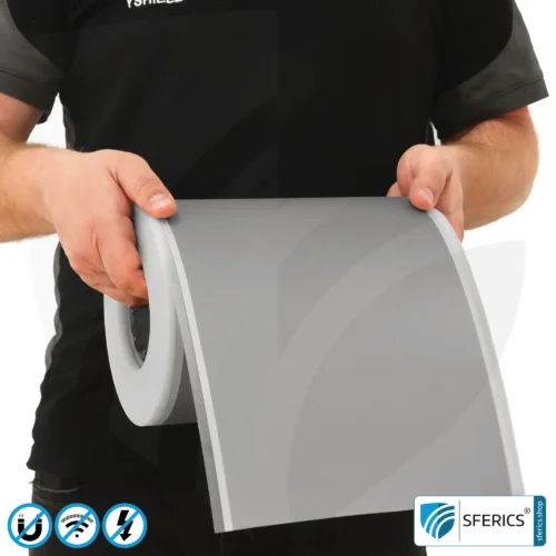 Magnetfeld Abschirmfolie M2A | sehr dünne, zweilagige Folie zur wirkungsvollen Magnetfeld Abschirmung | Aluminiumoberfläche für sehr hohe HF Schirmdämpfung | 21 cm Breite | erdbar 11 Magnetfeld Abschirmfolie M2A | sehr dünne, zweilagige Folie zur wirkungsvollen Magnetfeld Abschirmung | Aluminiumoberfläche für sehr hohe HF Schirmdämpfung | 21 cm Breite | erdbar