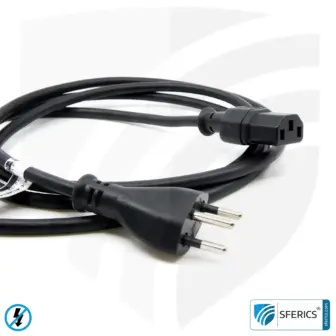 Geschirmtes Kaltgerätekabel Typ J mit C13 Stecker (Schweiz, Liechtenstein, ...) | schwarz | 2 Meter | Kaltgeräteanschlußleitung zur Abschirmung elektrischer und magnetischer Wechselfelder NF 7 Geschirmtes Kaltgerätekabel Typ J mit C13 Stecker (Schweiz, Liechtenstein, ...) | schwarz | 2 Meter | Kaltgeräteanschlußleitung zur Abschirmung elektrischer und magnetischer Wechselfelder NF