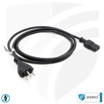 Geschirmtes Kaltgerätekabel Typ J mit C13 Stecker (Schweiz, Liechtenstein, ...) | schwarz | 2 Meter | Kaltgeräteanschlußleitung zur Abschirmung elektrischer und magnetischer Wechselfelder NF 8 Geschirmtes Kaltgerätekabel Typ J mit C13 Stecker (Schweiz, Liechtenstein, ...) | schwarz | 2 Meter | Kaltgeräteanschlußleitung zur Abschirmung elektrischer und magnetischer Wechselfelder NF