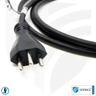 Geschirmtes Kaltgerätekabel Typ J mit C13 Stecker (Schweiz, Liechtenstein, ...) | schwarz | 2 Meter | Kaltgeräteanschlußleitung zur Abschirmung elektrischer und magnetischer Wechselfelder NF