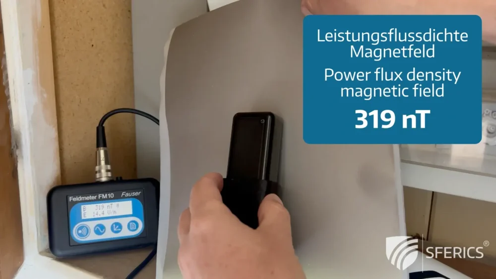 Magnetfeld Messung 1 - mit Magnetfeld Abschirmfolie 1lagig